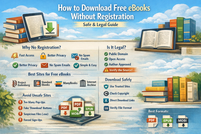 How to Download Free eBooks Without Registration (Safe & Legal Guide)